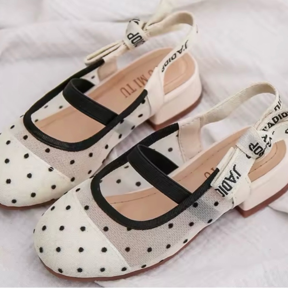 Chic White and Black Polka Dot Dress Shoes